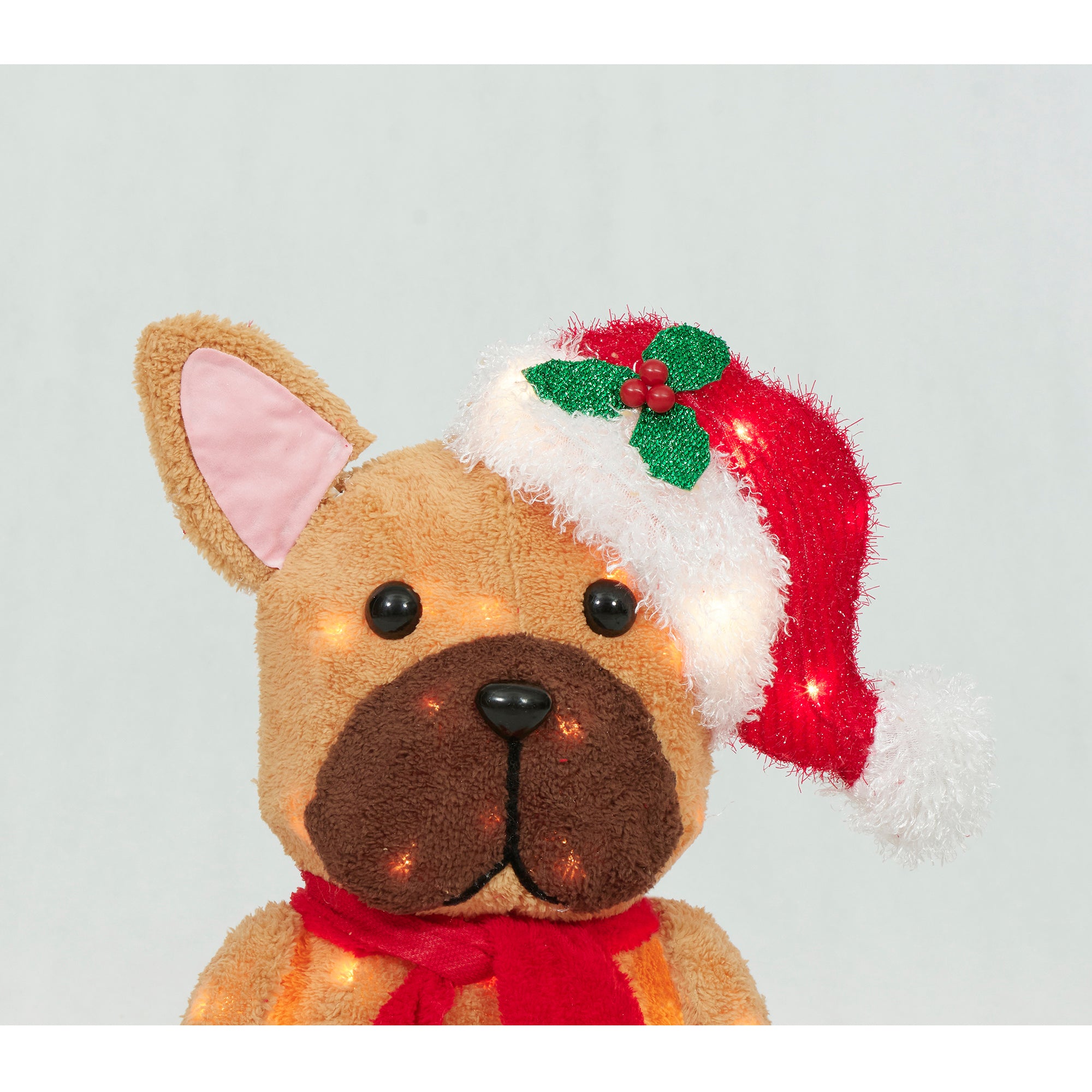 Everstar 22in Plush Sitting Bulldog With Hat Sculpture, Brown