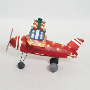 Everstar 28.5" UL PLANE WITH GIFT BOX SCULPTURE, Red