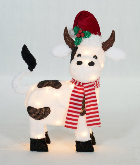 22-Inch Plush Cow Sculpture Christmas Décor
