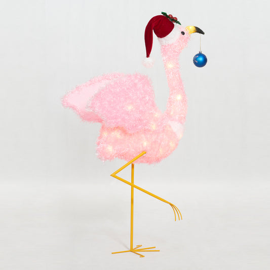 36-Inch Fluffy Flamingo Sculpture Christmas Décor