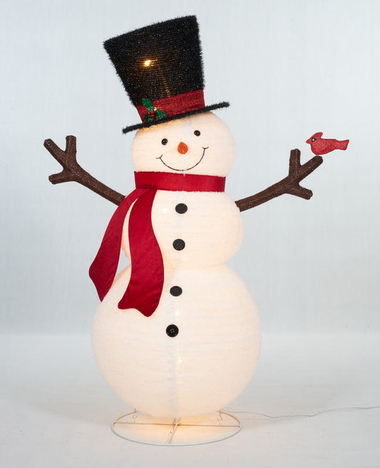 60-Inch Pop-Up Fluffy Snowman Sculpture Christmas Décor