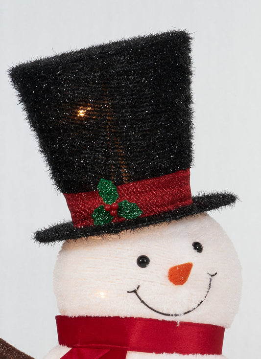 60-Inch Pop-Up Fluffy Snowman Sculpture Christmas Décor image 2
