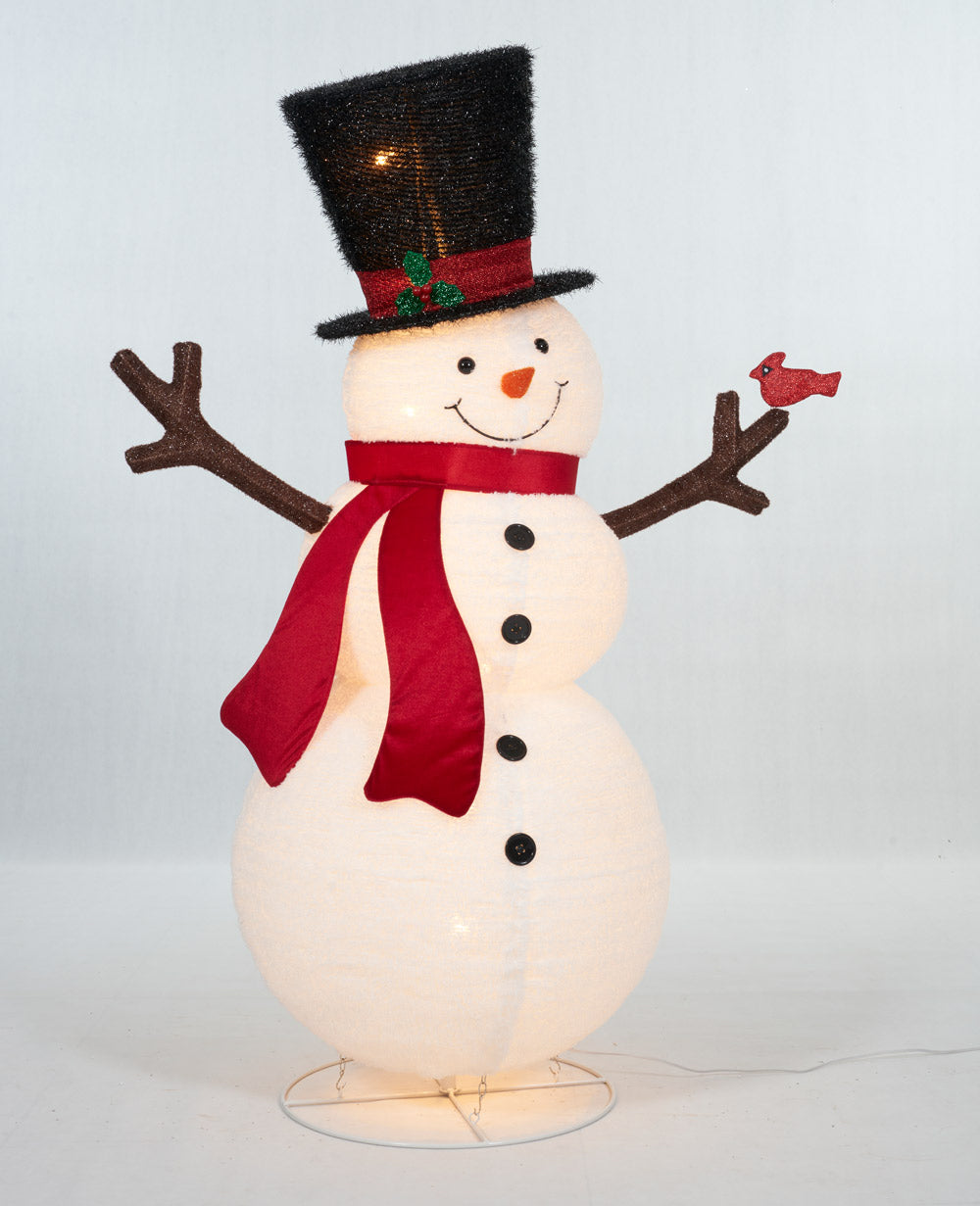 60-Inch Pop-Up Fluffy Snowman Sculpture Christmas Décor image 3