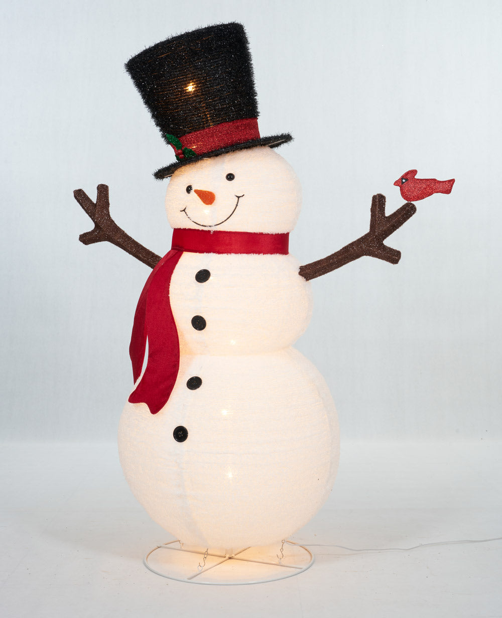60-Inch Pop-Up Fluffy Snowman Sculpture Christmas Décor image 4