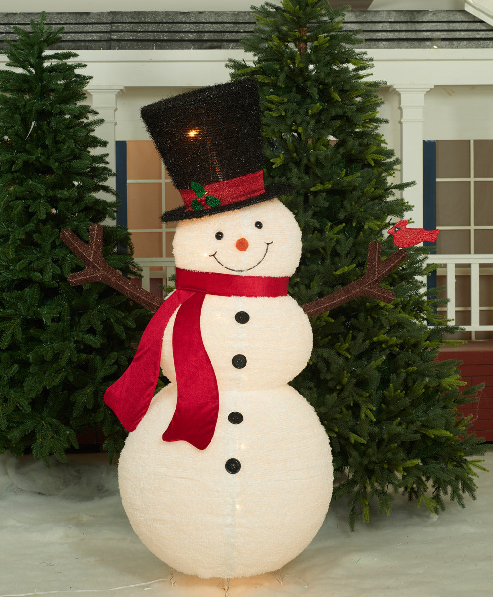 60-Inch Pop-Up Fluffy Snowman Sculpture Christmas Décor image 6