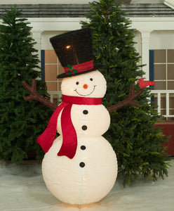 60" UL Pop-Up Fluffy Snowman Sculpture