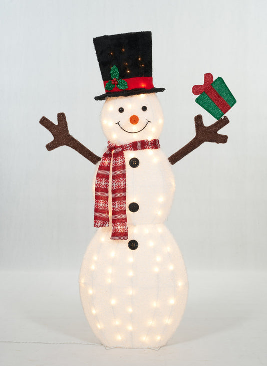 Set of 3 Fluffy Snowman Family Sculpture Christmas Décor image 2