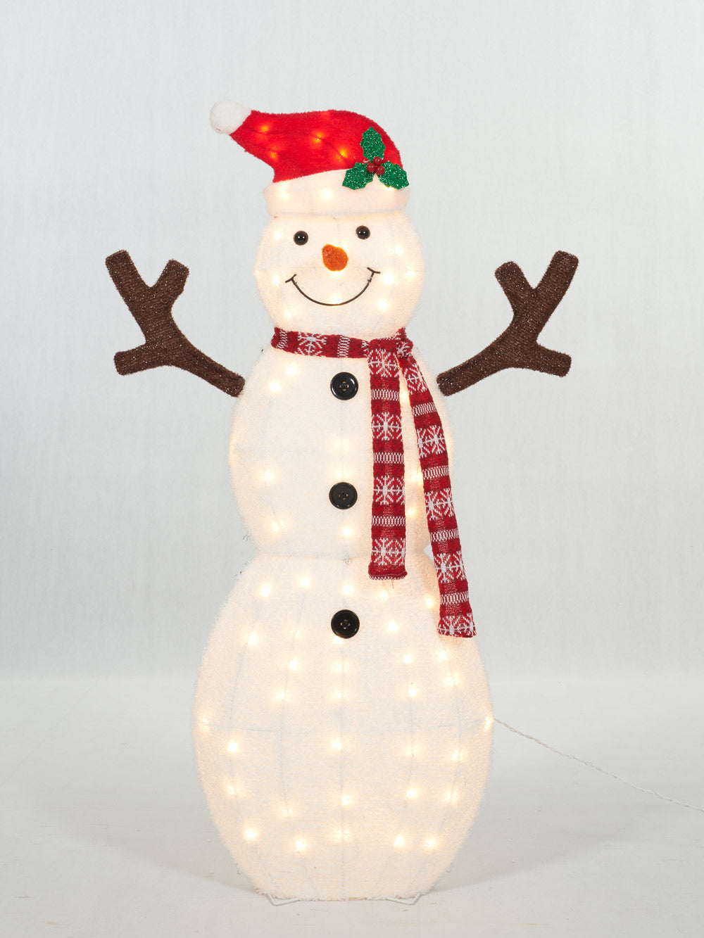 Set of 3 Fluffy Snowman Family Sculpture Christmas Décor image 4
