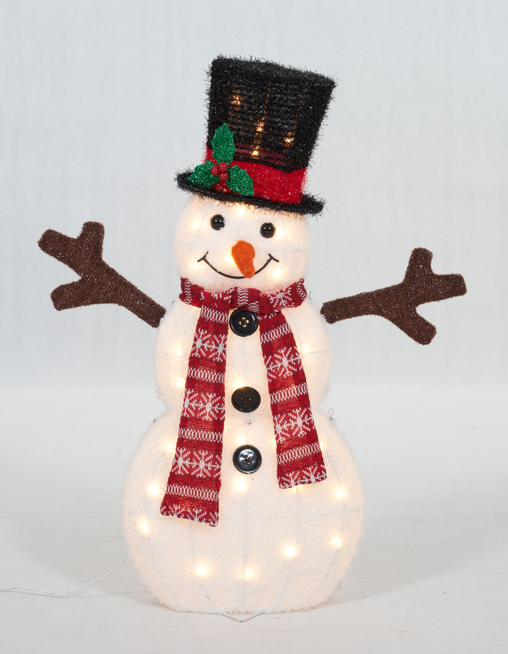 Set of 3 Fluffy Snowman Family Sculpture Christmas Décor image 5