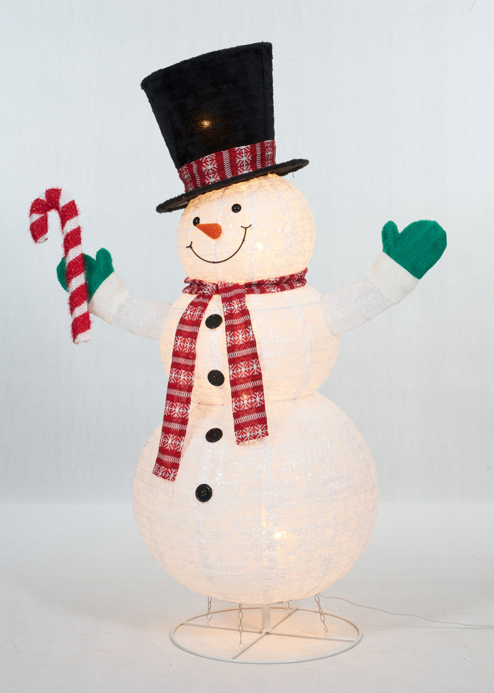 60" UL Pop-Up Snowman With Candy Cane Sculpture