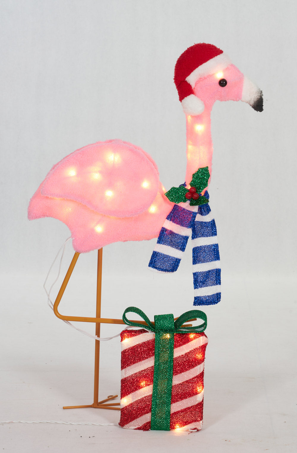 32-Inch Plush Flamingo Sculpture Christmas Décor