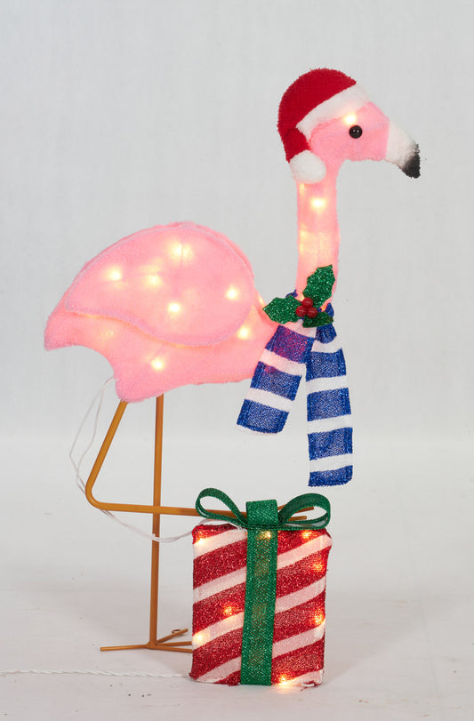 32-Inch Plush Flamingo Sculpture Christmas Décor