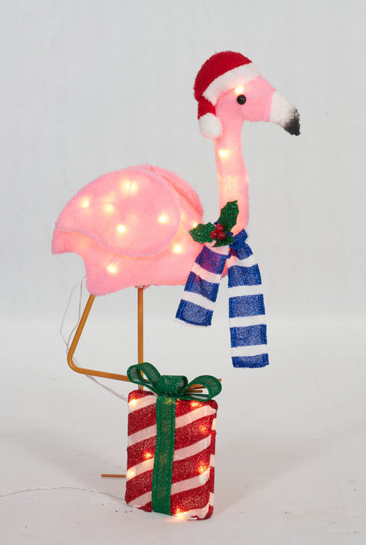 32-Inch Plush Flamingo Sculpture Christmas Décor image 2