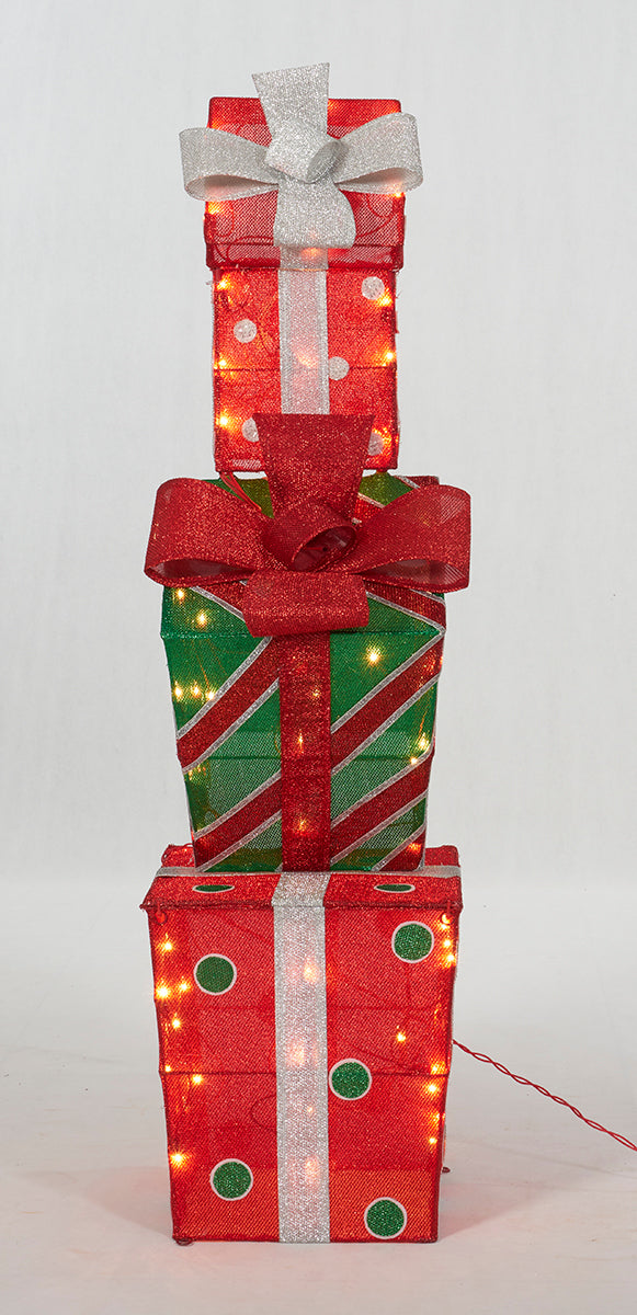 48-Inch Stacked Gift Box Sculpture Christmas Décor image 2