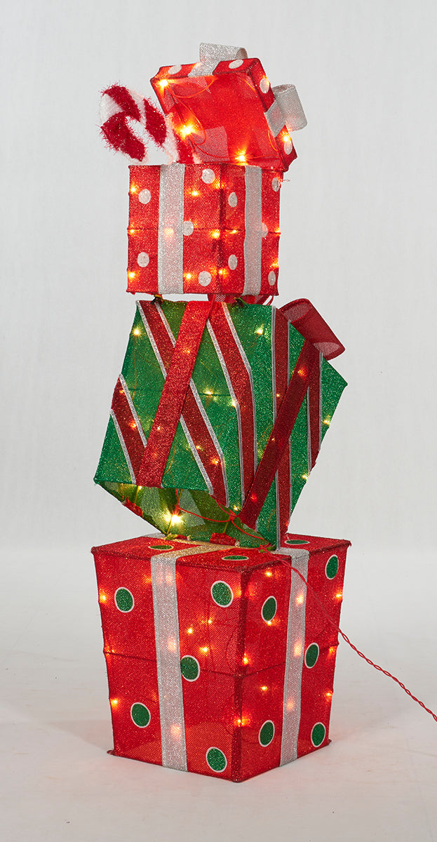 48-Inch Stacked Gift Box Sculpture Christmas Décor image 3