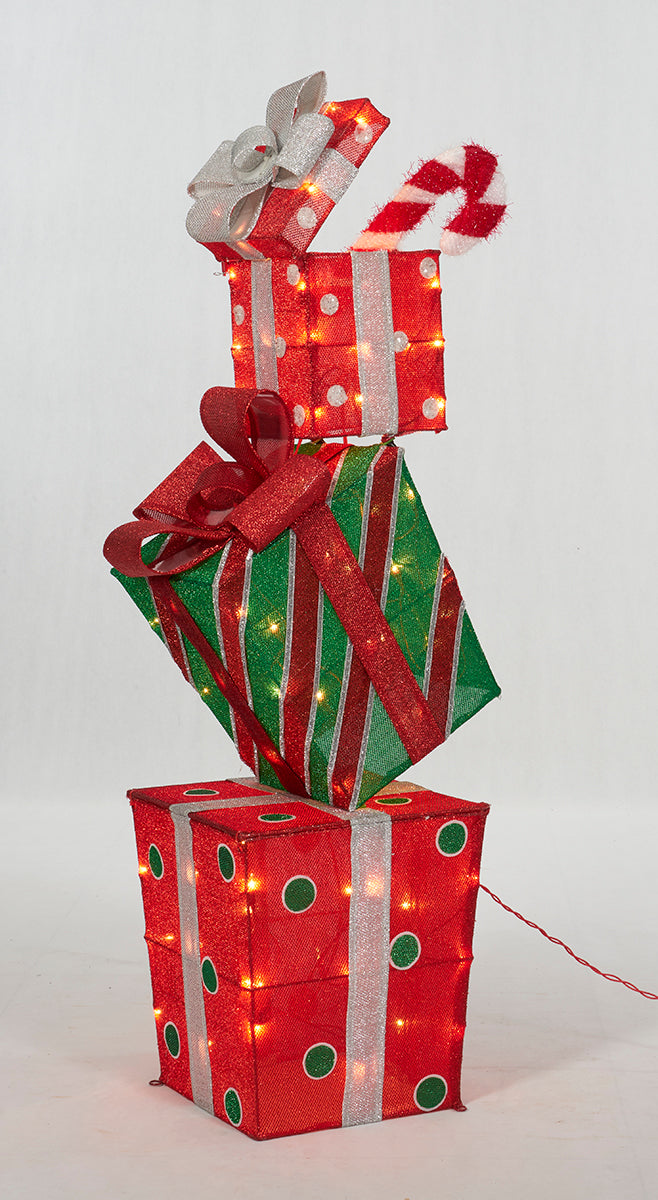 48-Inch Stacked Gift Box Sculpture Christmas Décor image 5