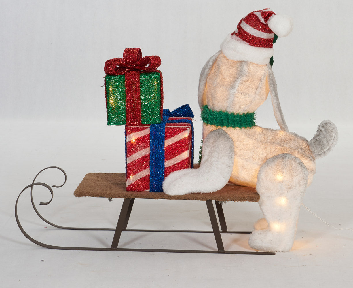 31-1/2-Inch Plush Dog And Sleigh Sculpture Christmas Décor image 4