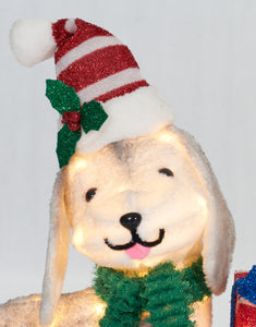 31-1/2" UL Plush Dog And Sleigh Sculpture