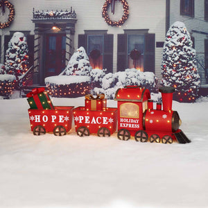 Set Of 3 UL LED Train Sculpture