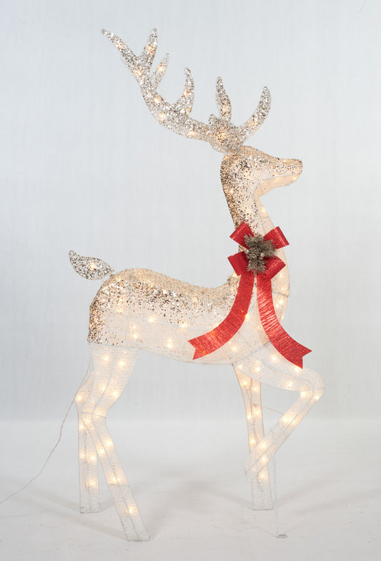 Set of 2 Ombre Glittering Thread Buck And Doe Sculpture Christmas Décor image 2