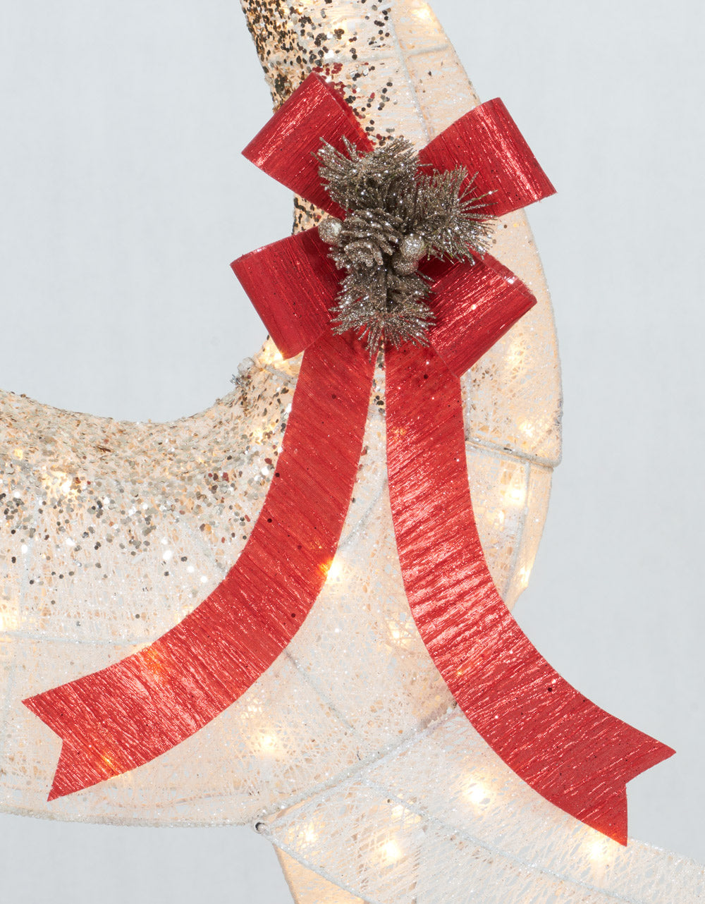 Set of 2 Ombre Glittering Thread Buck And Doe Sculpture Christmas Décor image 3