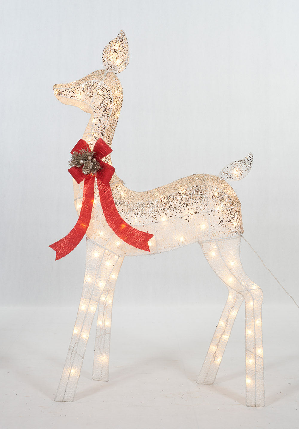 Set of 2 Ombre Glittering Thread Buck And Doe Sculpture Christmas Décor image 4