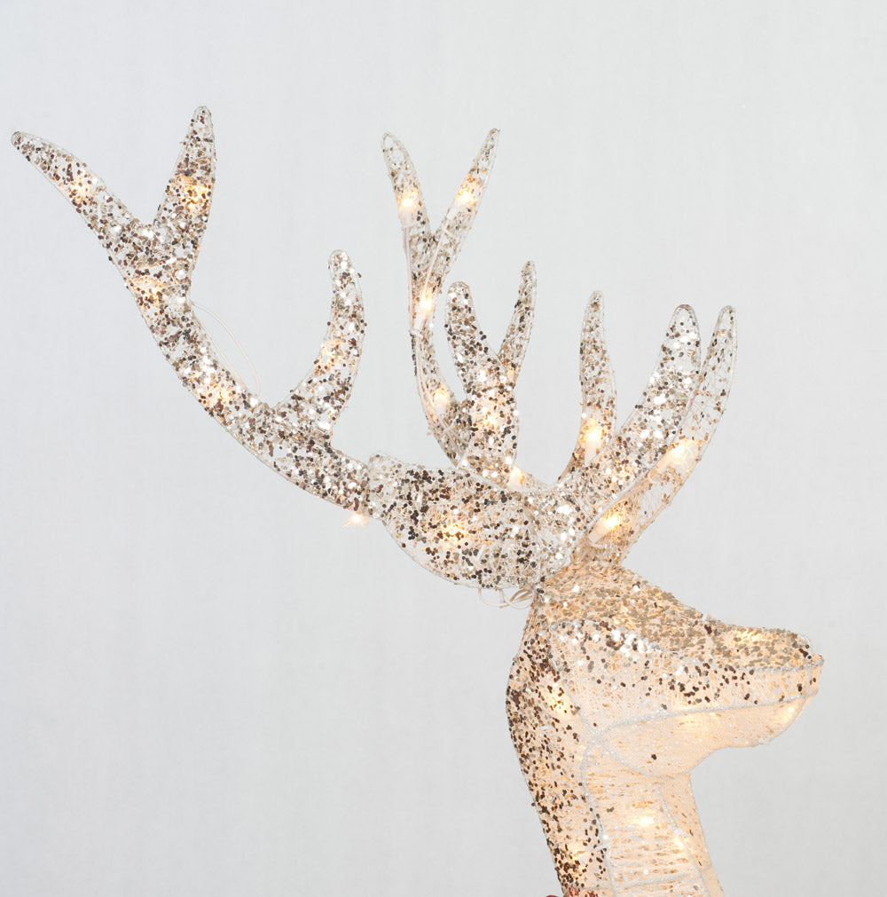 Set of 2 Ombre Glittering Thread Buck And Doe Sculpture Christmas Décor image 5