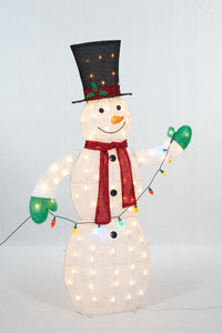 62" UL Snowman With String Lights Sculpture