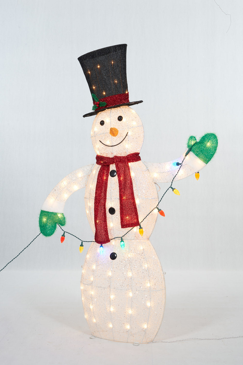 62" UL Snowman With String Lights Sculpture