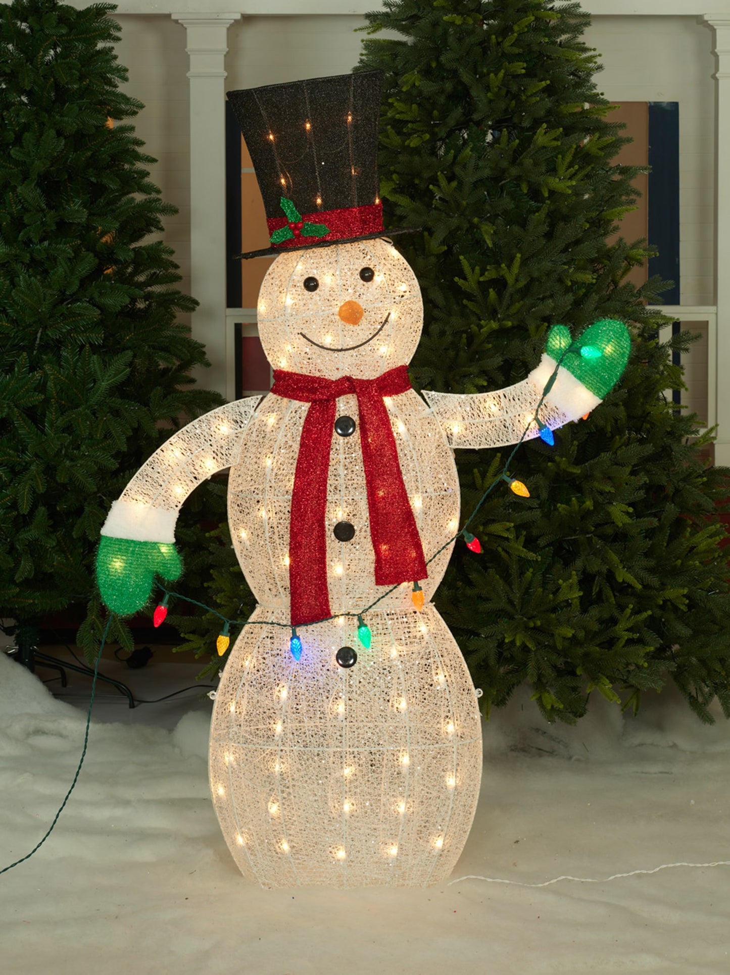 62-Inch Snowman With String Lights Sculpture Christmas Décor image 6