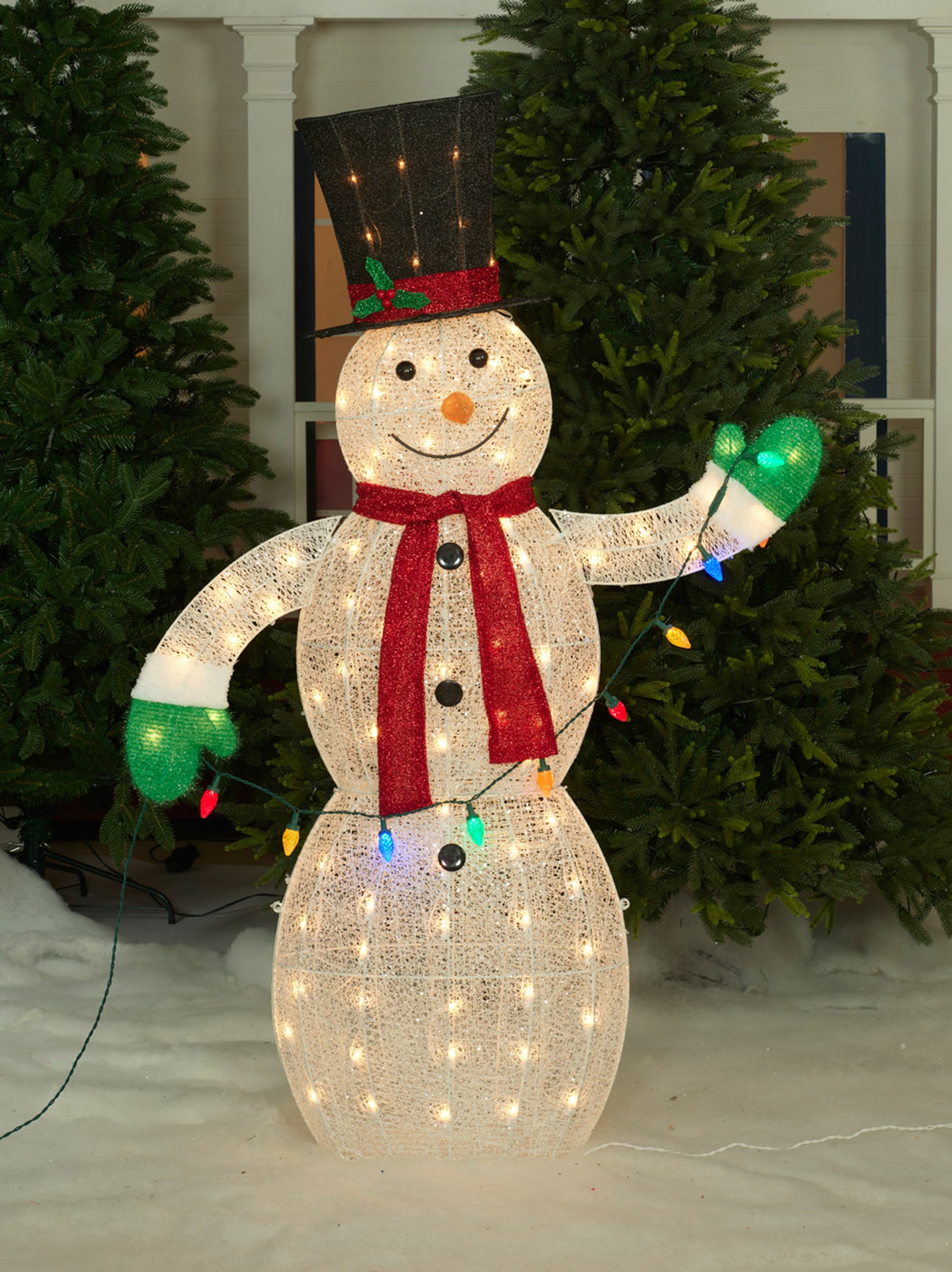 62-Inch Snowman With String Lights Sculpture Christmas Décor image 6