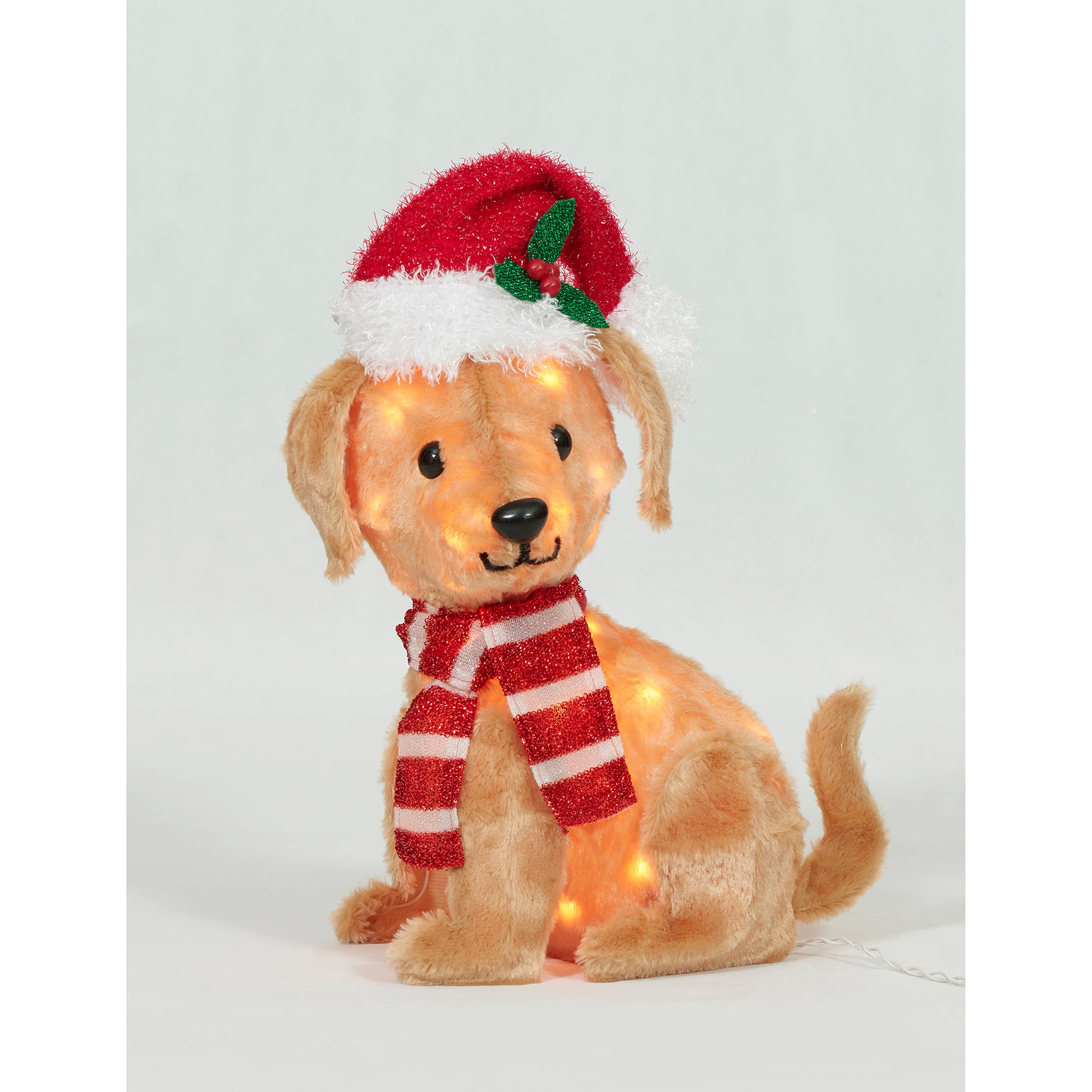 19-Inch Plush Baby Labrador Sculpture Christmas Décor