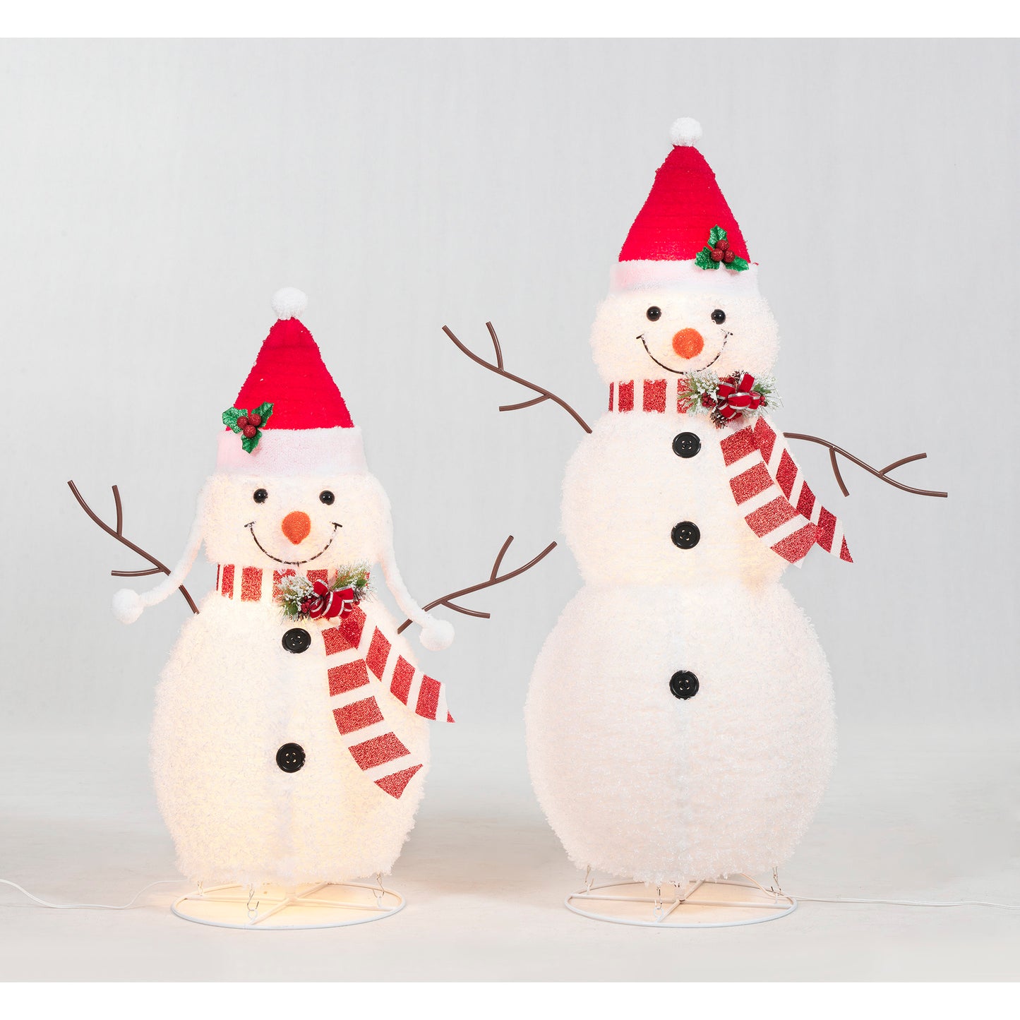 Set of 2 Pop Up Snowmen Sculpture Christmas Décor