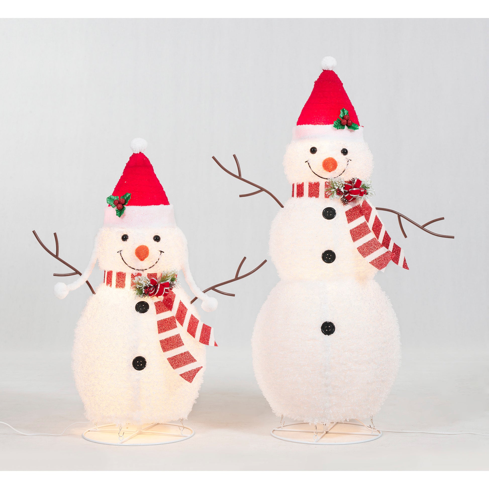 Set of 2 Pop Up Snowmen Sculpture Christmas Décor
