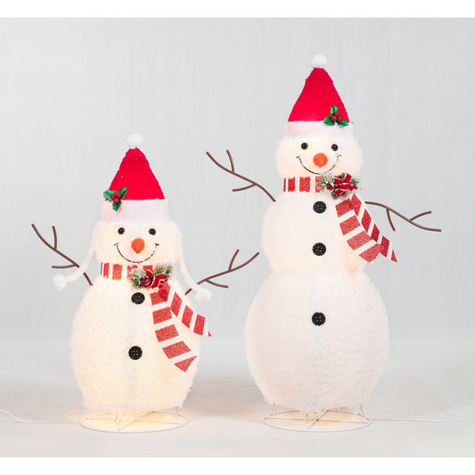Set of 2 Pop Up Snowmen Sculpture Christmas Décor