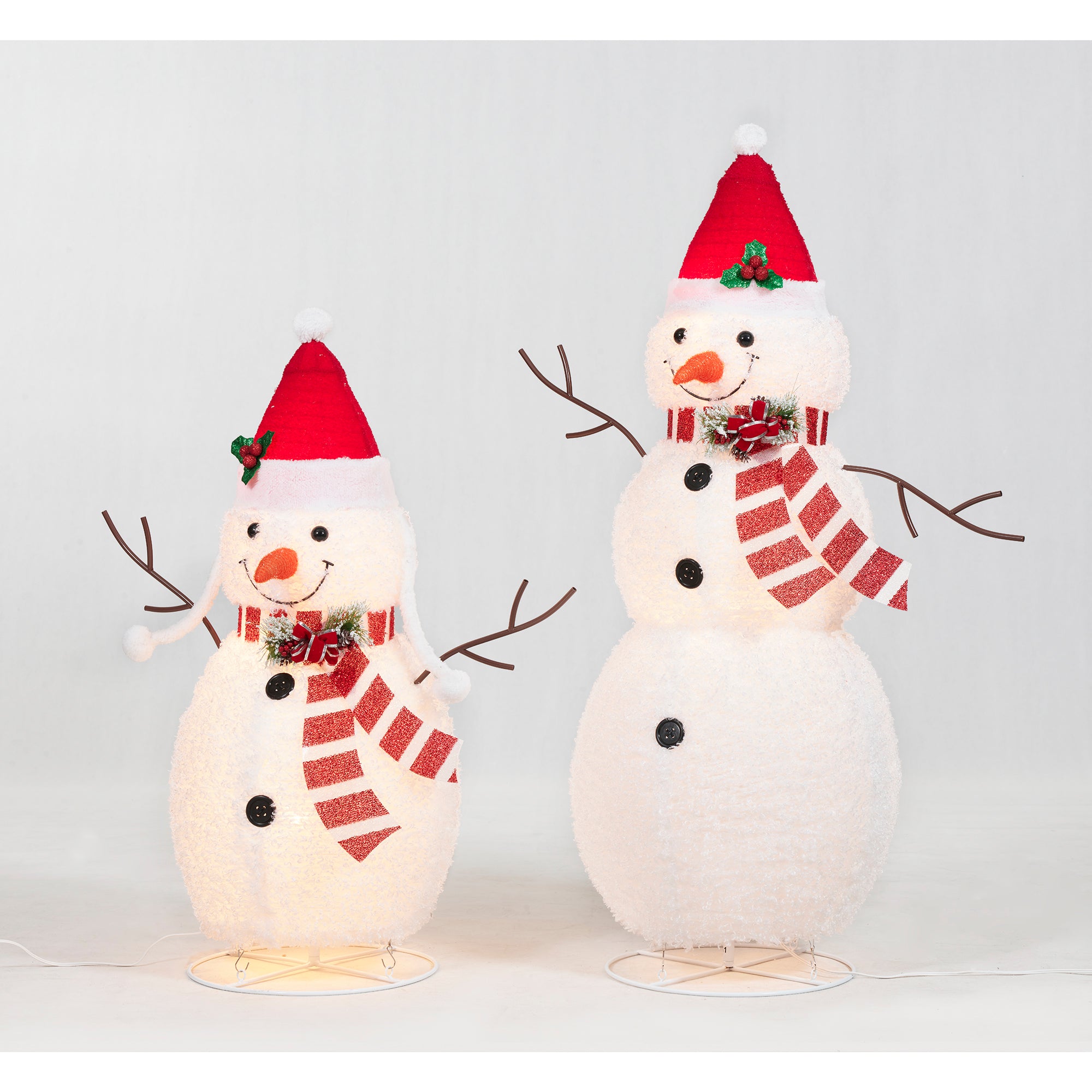 Everstar Set Of 2  Pop Up Snowmen Sculpture, White