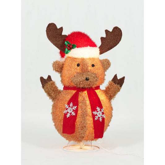 31.25-Inch Pop Up Fluffy Moose Sculpture Christmas Décor