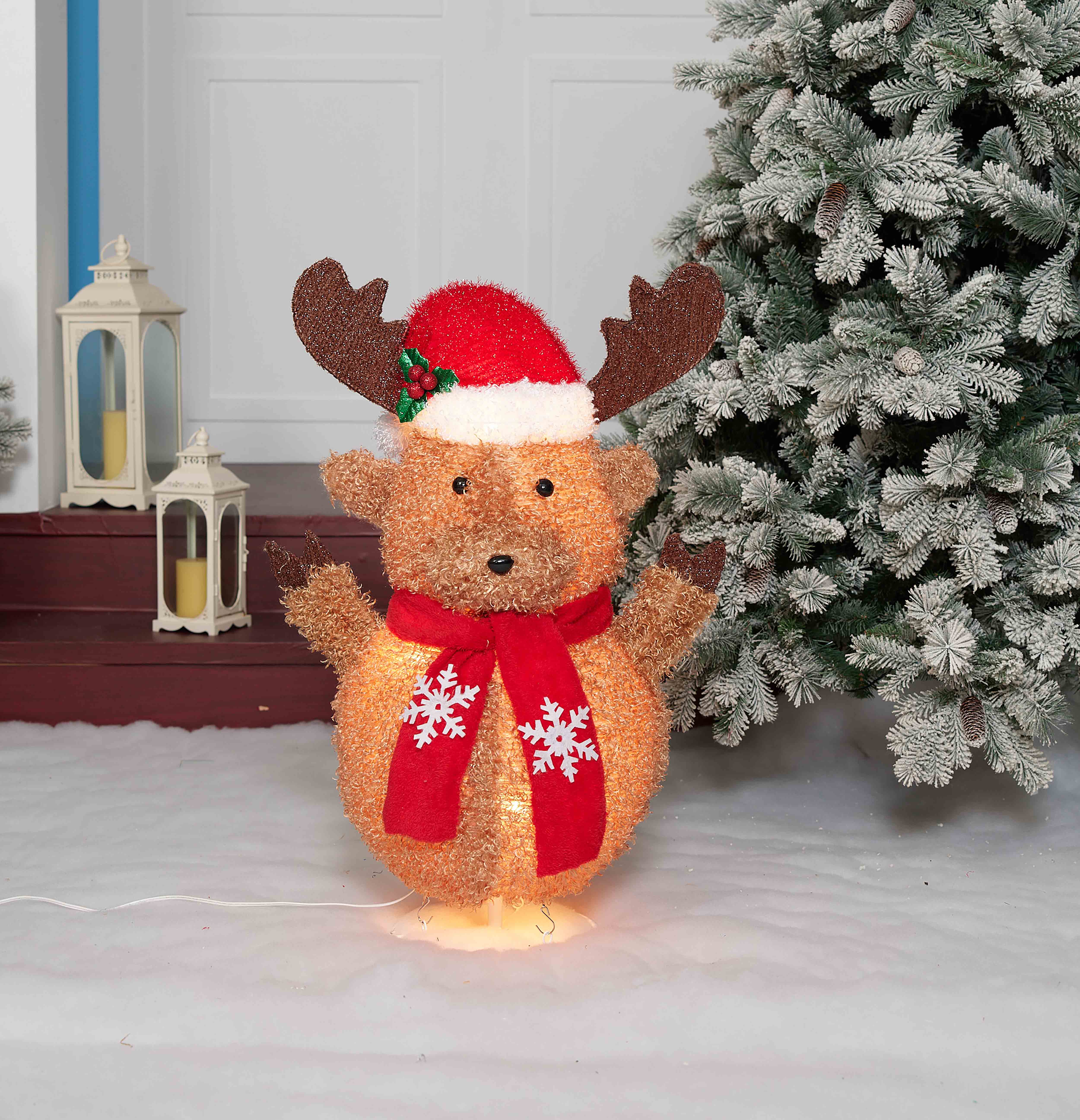Everstar 31.25in  Pop Up Fluffy Moose Sculpture, Brown