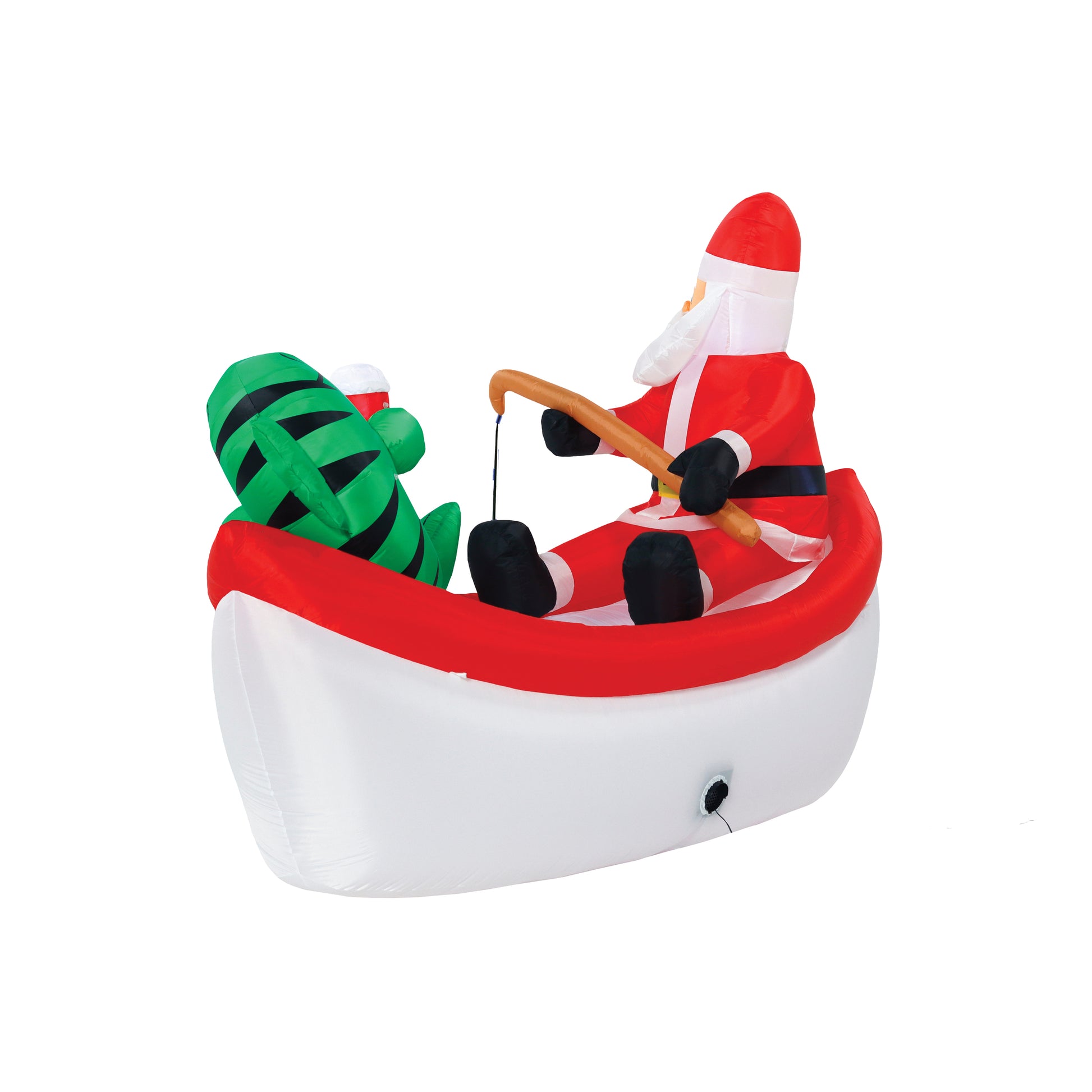 8-Ft Wide Fishing Santa in Boat Christmas Inflatable image 5
