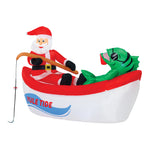 Load image into Gallery viewer, A Holiday Company 8 ft Wide Lighted Fishing Santa in Boat Christmas Inflatable, Self-Inflating Outdoor Yard Decoration with Fan
