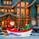Load image into Gallery viewer, A Holiday Company 8 ft Wide Lighted Fishing Santa in Boat Christmas Inflatable, Self-Inflating Outdoor Yard Decoration with Fan
