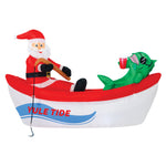 Load image into Gallery viewer, A Holiday Company 8 ft Wide Lighted Fishing Santa in Boat Christmas Inflatable, Self-Inflating Outdoor Yard Decoration with Fan
