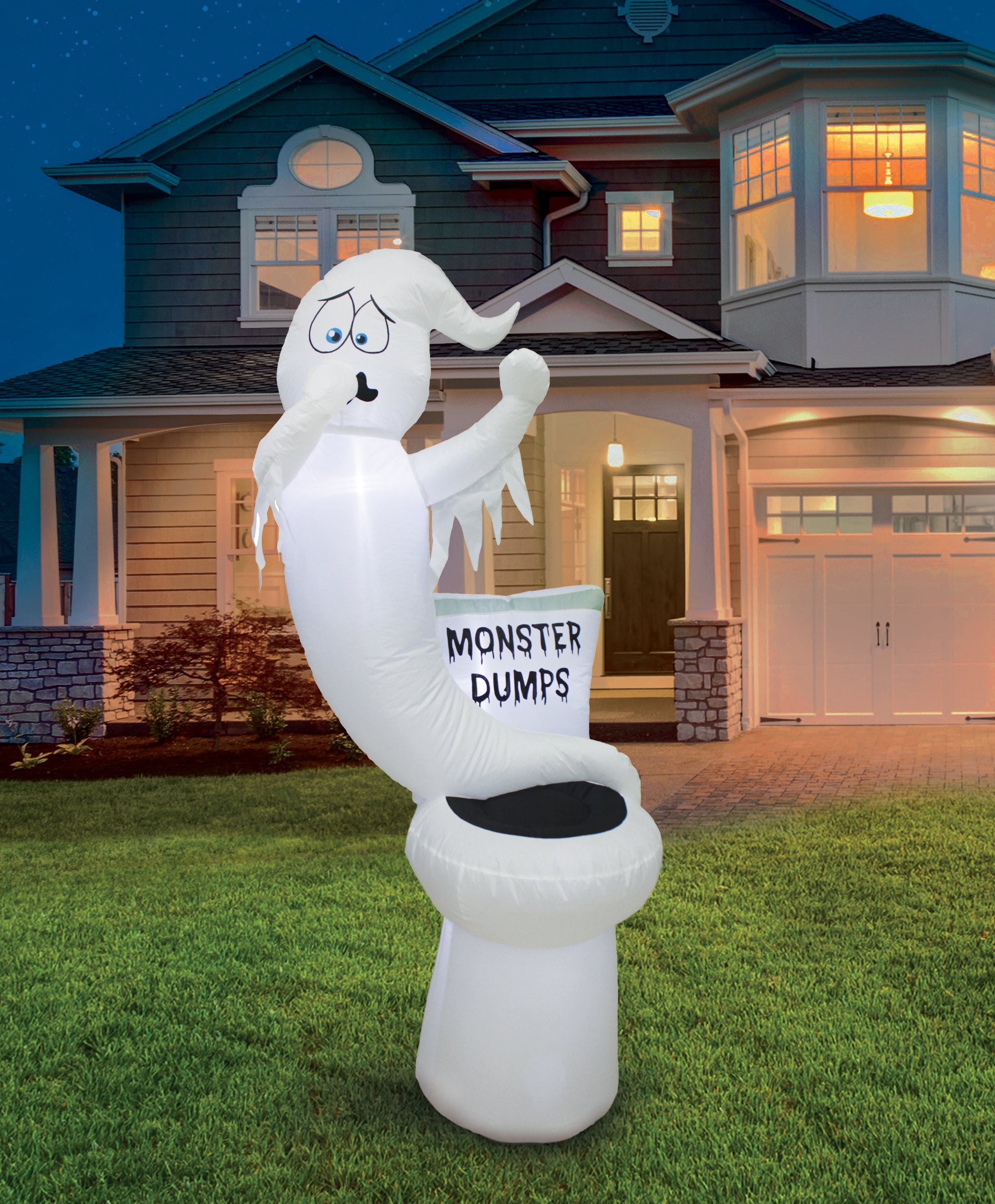A Holiday Company 5ft Inflatable Glowing Toilet Monster Dumps, 5 ft Tall, Multi