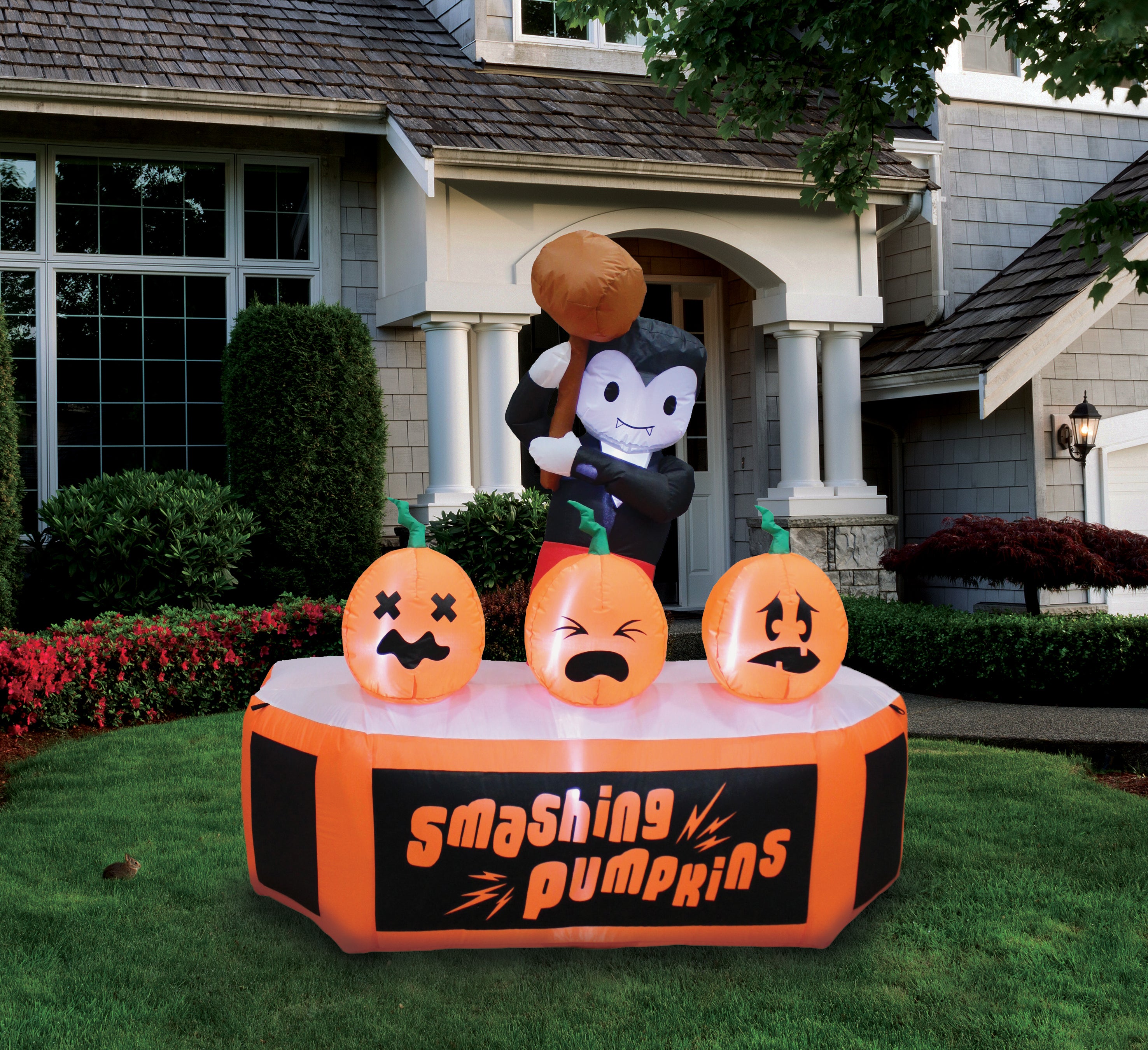 A Holiday Company 5ft Inflatable Smashing Pumpkins, 5 ft Tall, Multi