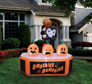 A Holiday Company 5ft Inflatable Smashing Pumpkins, 5 ft Tall, Multi
