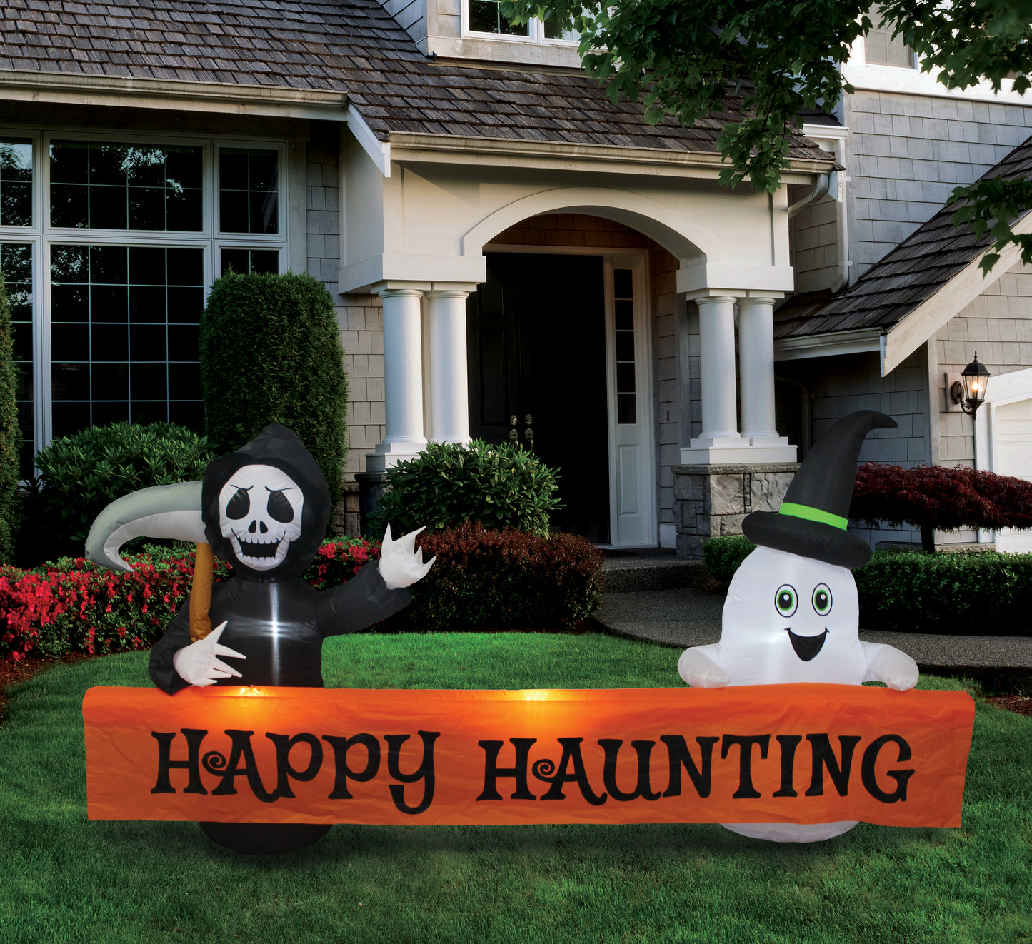Happy Haunting Banner Halloween Inflatable lifestyle