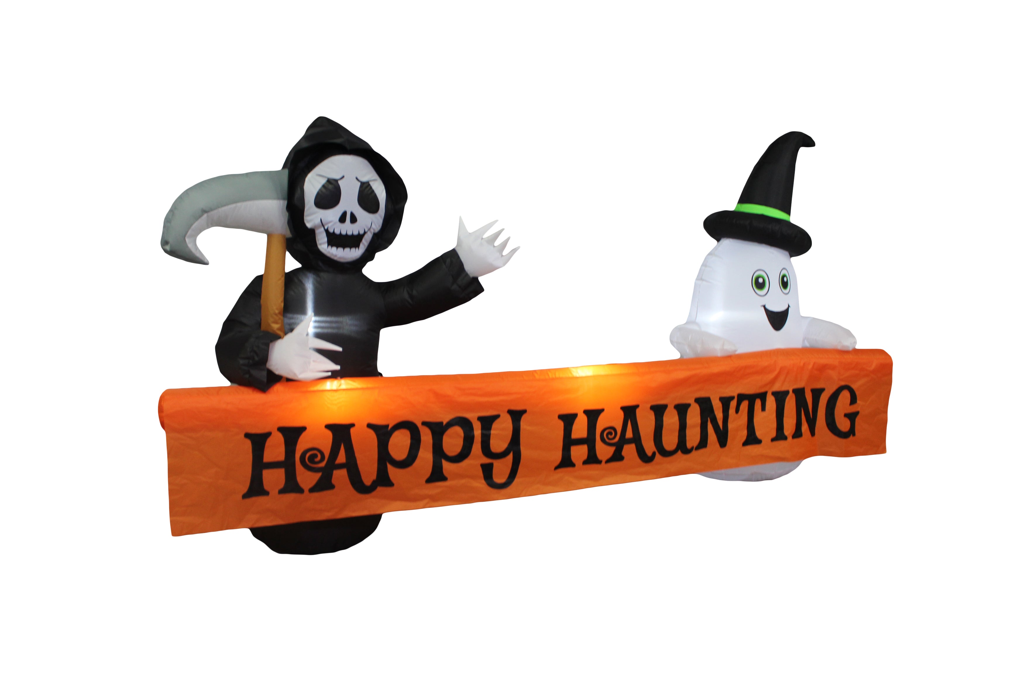 A Holiday Company 8ft Inflatable Happy Haunting Banner, 4 ft Tall, Multi