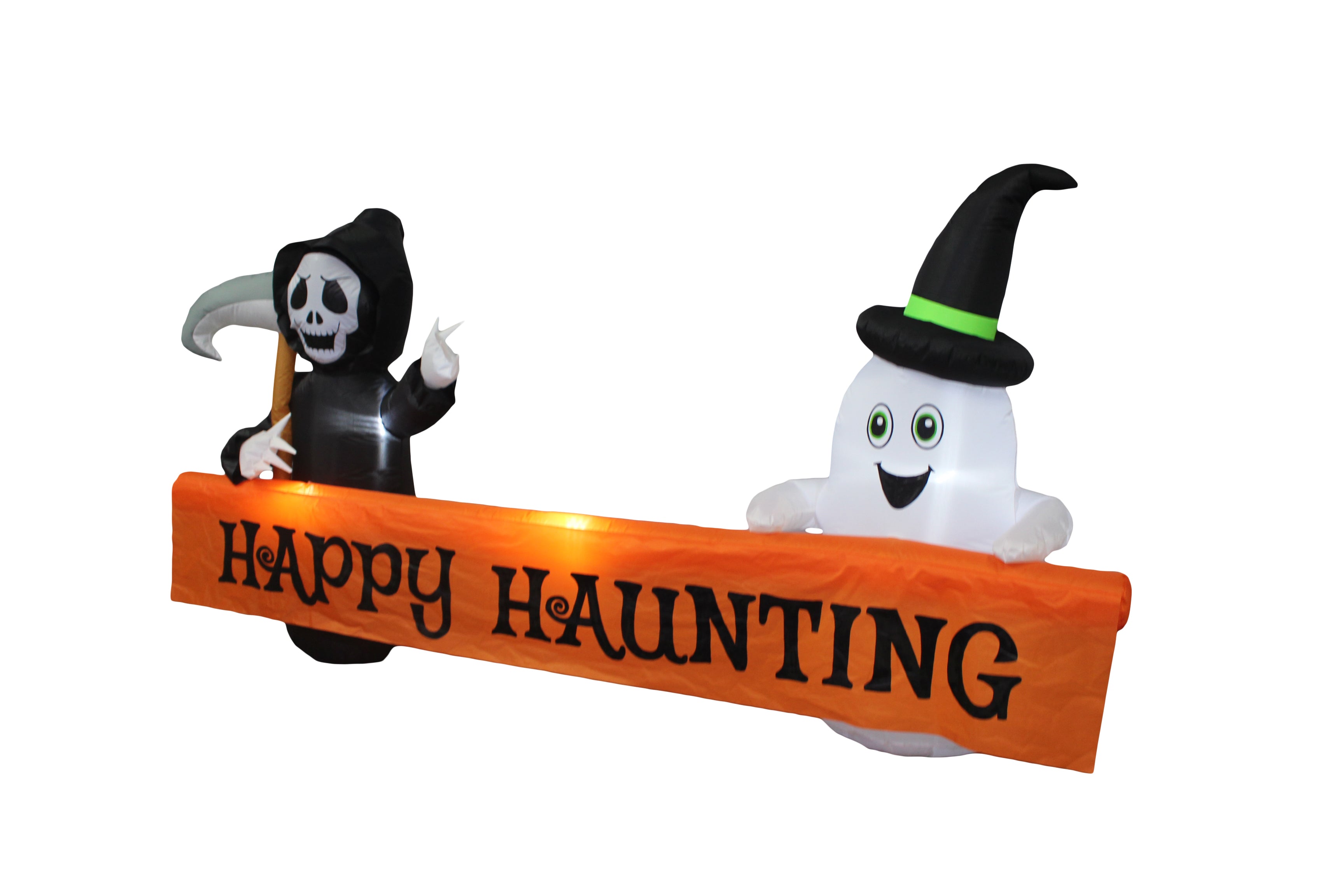 A Holiday Company 8ft Inflatable Happy Haunting Banner, 4 ft Tall, Multi