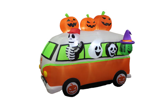 A Holiday Company 7FT inflatable Halloween Vintage Bus, 6 ft Tall