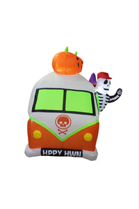 A Holiday Company 7FT inflatable Halloween Vintage Bus, 6 ft Tall, Multi